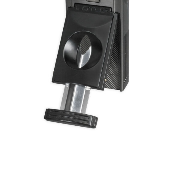 L7000 Black Duke V-Cutter Lighter Open Lit with cutter extended