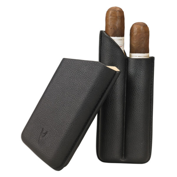 textured leather look cigar case Open