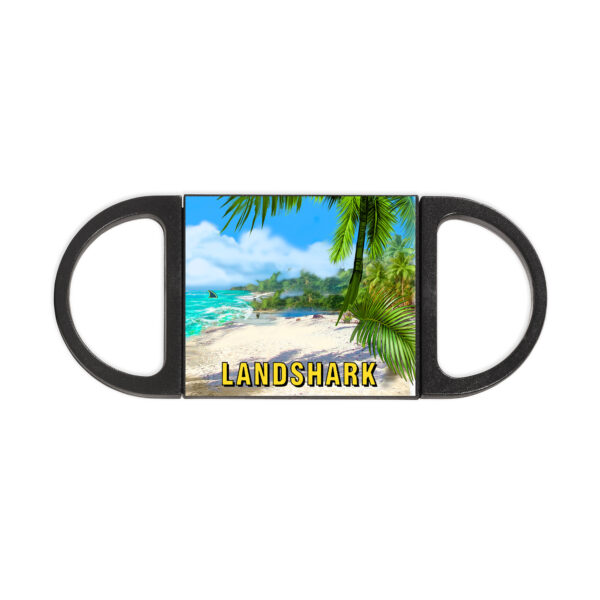 Landshark cutter with beach picture