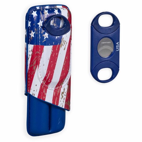 62 Ring Gauge 2 and Stick Cigar Case with All over print with the flag of United State